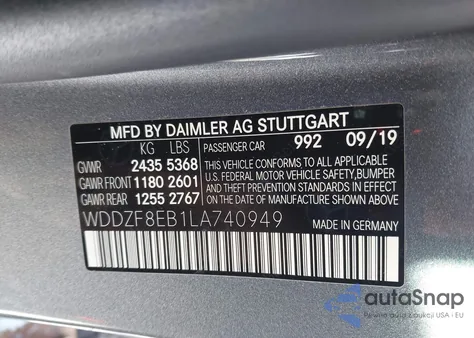 2020 Mercedes-Benz E 350 4Matic from USA, damaged, VIN WDDZF8EB1LA740949